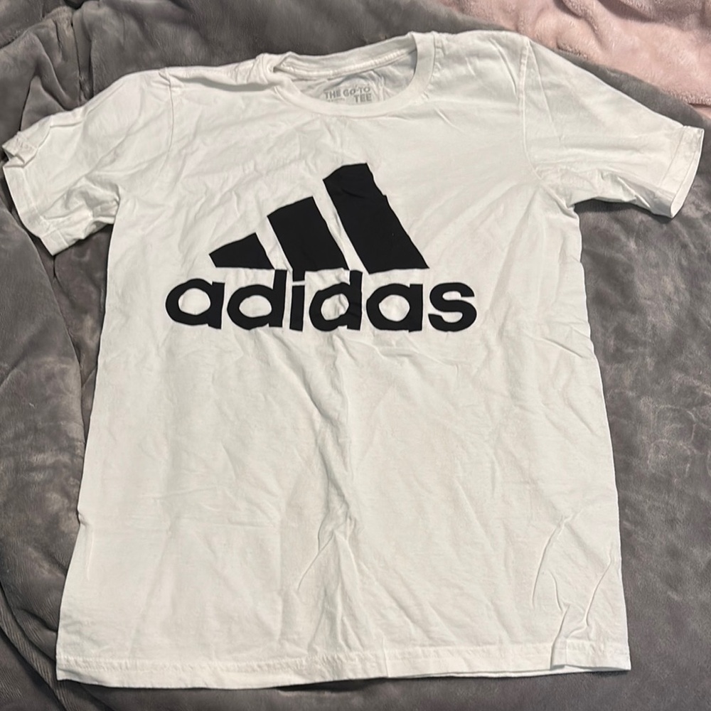 Adidas White and Black Short Sleeve Tee